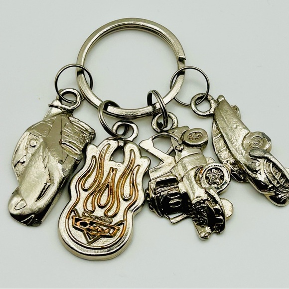 Silver Disney Pixar Collectors Cars Keychain with Charms - Picture 3 of 6